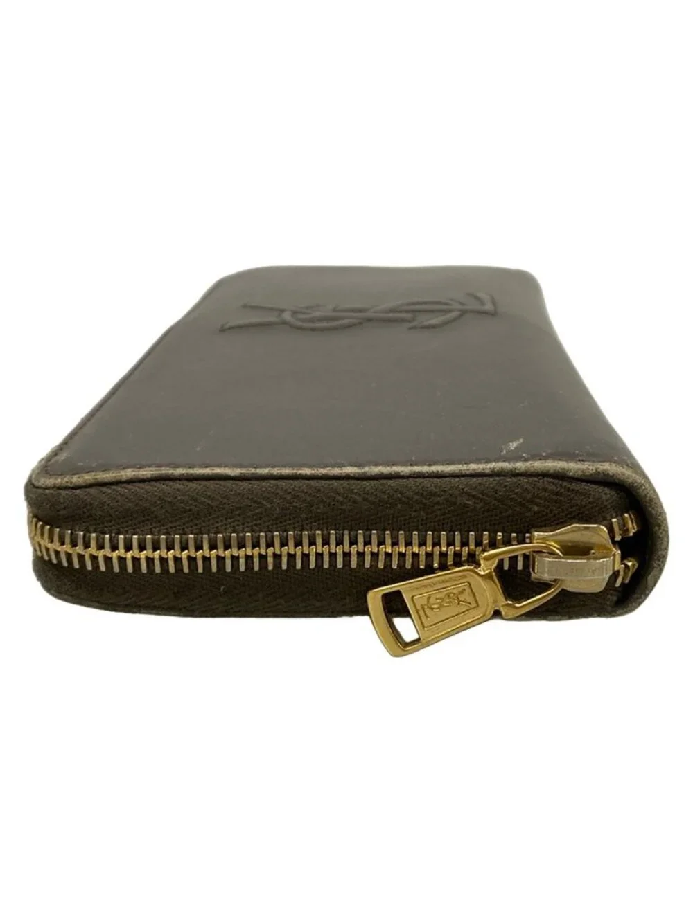 Saint Laurent Yves Rive Gauche Wallet Dark Gray Zip Around Leather - Picture 9 of 10